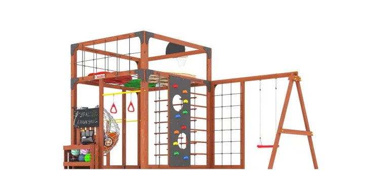 Детская площадка Савушка КУБ-6 (Махагон) с подушками и коконом