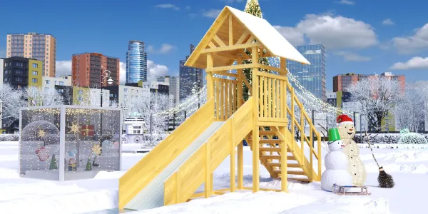 Зимняя горка Савушка Зима Wood 5 (скат 3м)