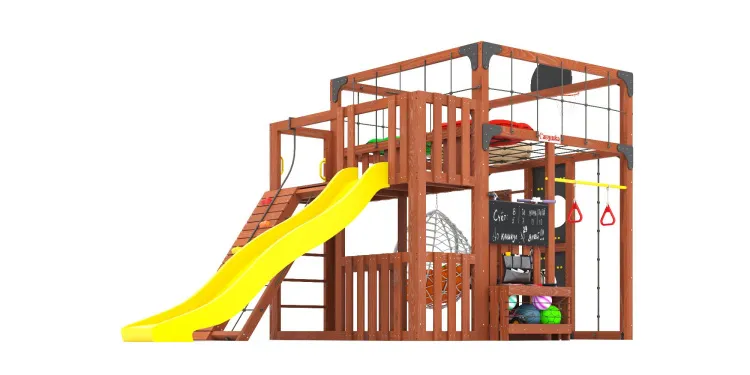 Детская площадка Савушка КУБ-3 (Махагон) с подушками и коконом