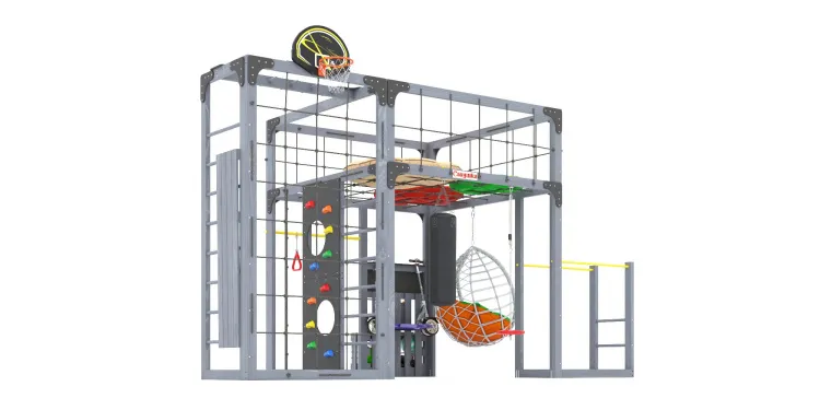 Детская площадка Савушка КУБ-2 (Серый) с подушками и коконом