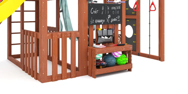 Детская площадка Савушка КУБ-3 (Махагон) с гамаком для йоги