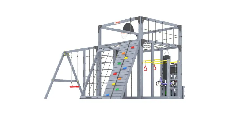 Детская площадка Савушка КУБ-7 (Серый) с качелями Лодочка