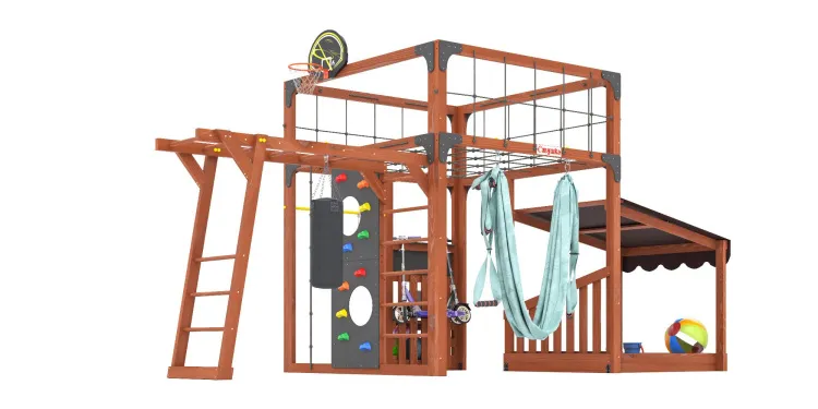 Детская площадка Савушка КУБ-4 (Махагон) с гамаком для йоги