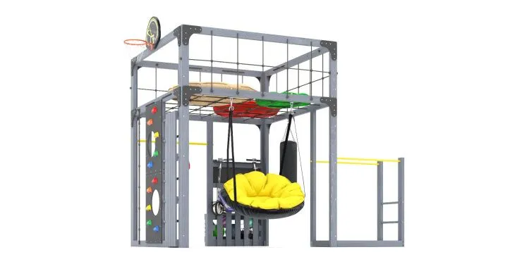 Детская площадка Савушка КУБ-1 (Серый) с подушками