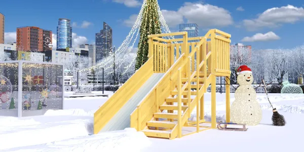 Зимняя горка Савушка Зима Wood 3