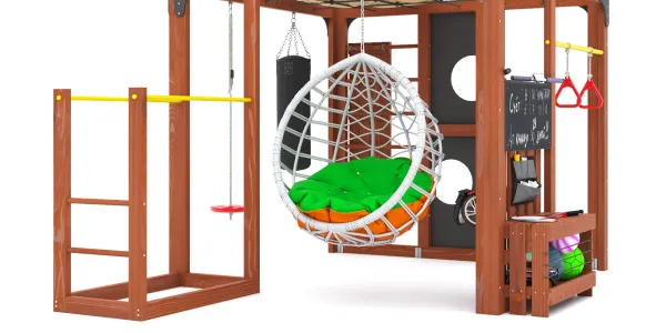 Детская площадка Савушка КУБ-1 (Махагон) с подушками и коконом