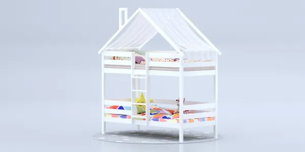 Кровать-домик Савушка-06, 2-ярусная, 80х160, WHITE (белый) Кровать-домик Савушка-06, 2-ярусная, 80х160, WHITE (белый)