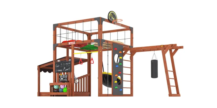 Детская площадка Савушка КУБ-4 (Махагон) с подушками