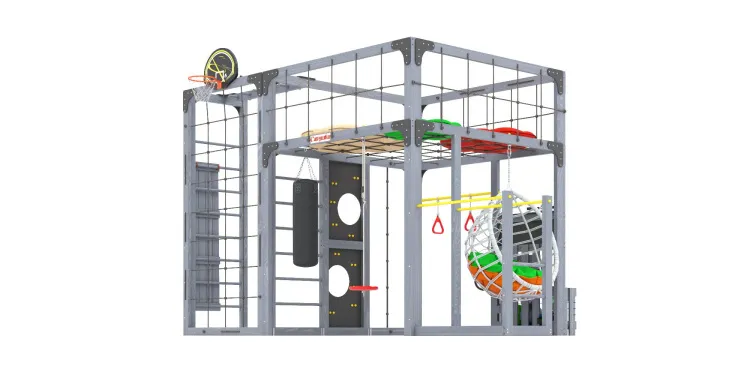 Детская площадка Савушка КУБ-2 (Серый) с подушками и коконом
