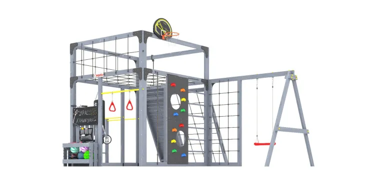 Детская площадка Савушка КУБ-7 (Серый) с качелями Лодочка