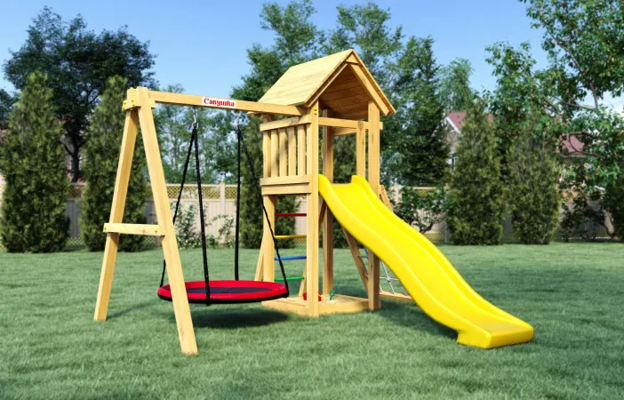 Детская площадка Савушка Мастер 7 с качелями Гнездо