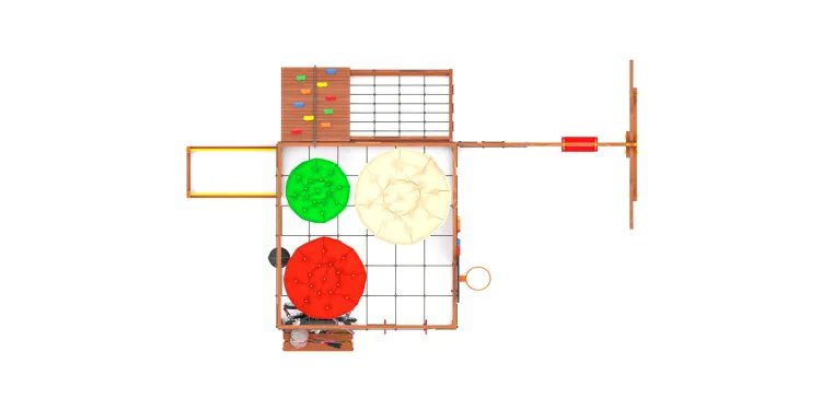 Детская площадка Савушка КУБ-7 (Махагон) с подушками и качелями Лодочка