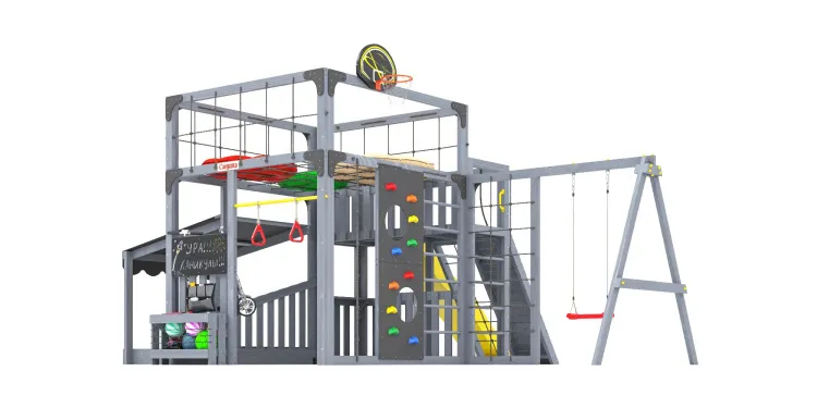 Детская площадка Савушка КУБ-5 (Серый) с подушками