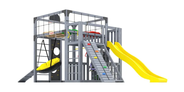 Детская площадка Савушка КУБ-3 (Серый) с подушками