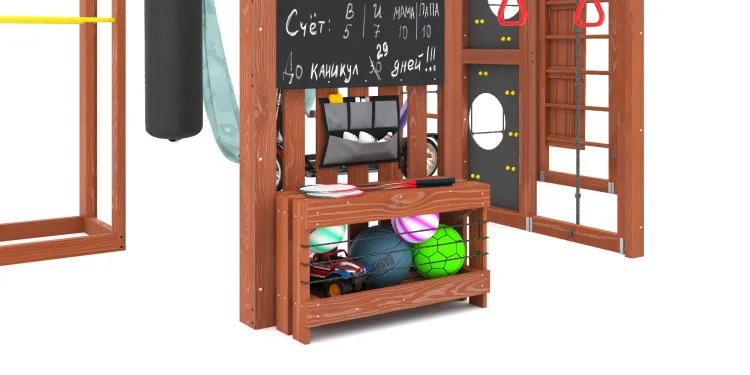 Детская площадка Савушка КУБ-2 (Махагон) с гамаком для йоги