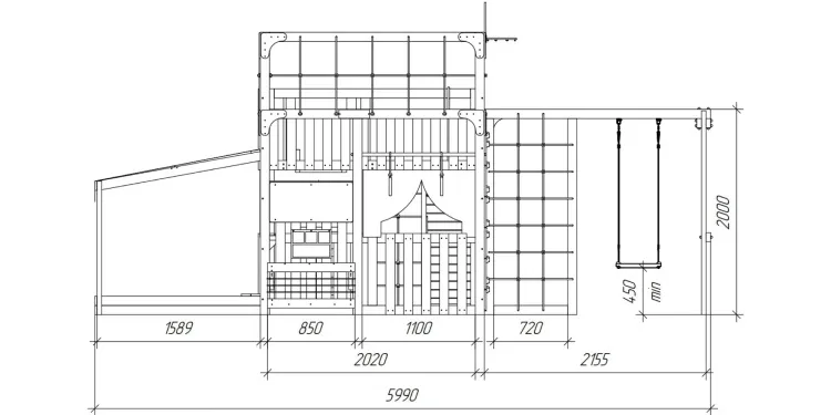 Детская площадка Савушка КУБ-5 (Серый) с подушками