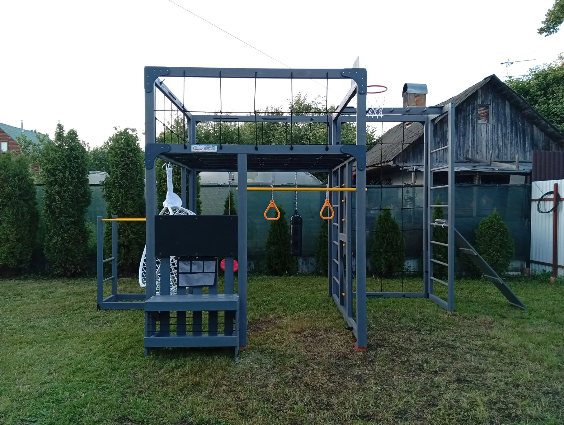 Детская площадка Савушка КУБ-2 (Серый) с подушками, Московская область