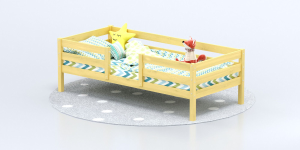 Кровать Савушка-04, 1-ярусная, 90х200, WOOD (без окрашивания)