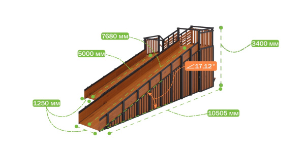 Зимняя горка Савушка Зима 13 (Black Edition) с закрытыми фасадами и лавочкой
