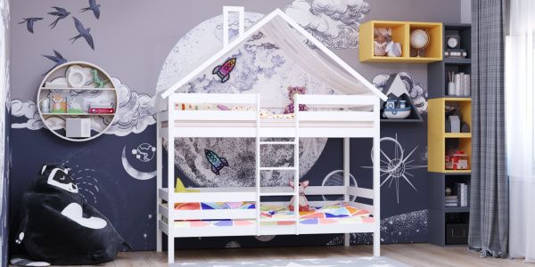 Кровать-домик Савушка-06, 2-ярусная, 80х160, WHITE (белый)