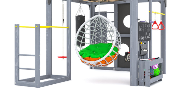 Детская площадка Савушка КУБ-1 (Серый) с подушками и коконом Детская площадка Савушка КУБ-1 (Серый) с подушками и коконом