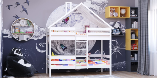 Кровать-домик Савушка-06, 2-ярусная, 80х160, WHITE (белый) Кровать-домик Савушка-06, 2-ярусная, 80х160, WHITE (белый)