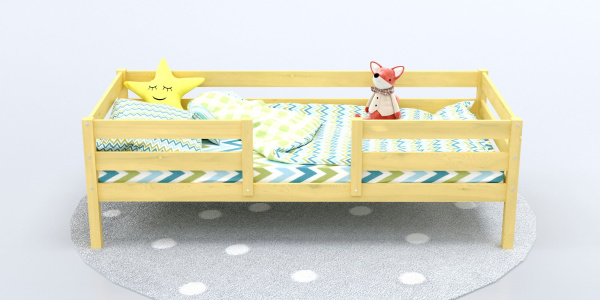 Кровать Савушка-04, 1-ярусная, 90х200, WOOD (без окрашивания)