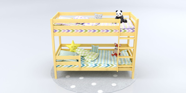 Кровать Савушка-01, 2-ярусная, 80х160, WOOD (без окрашивания)