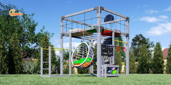 Детская площадка Савушка КУБ-1 (Серый) с подушками и коконом Детская площадка Савушка КУБ-1 (Серый) с подушками и коконом